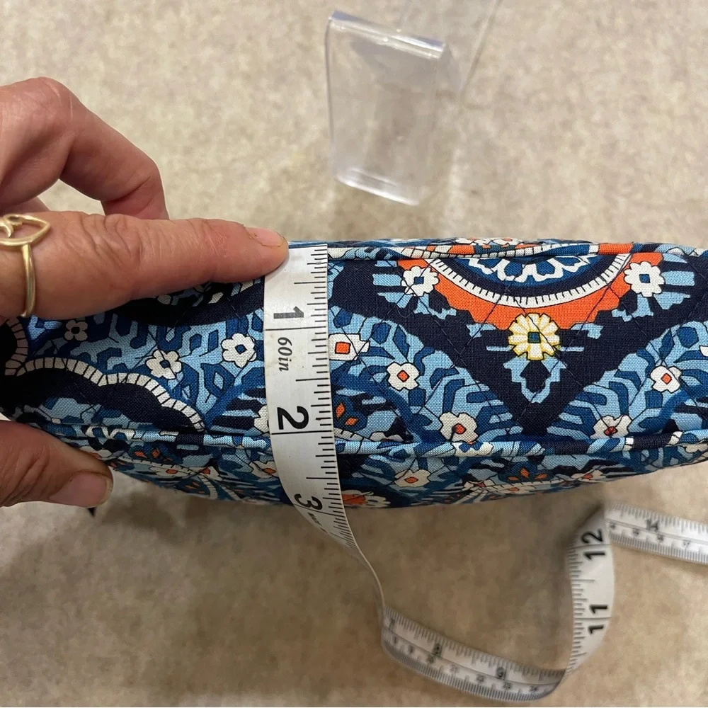 Vera Bradley Medium Ruffle Zip Dome Cosmetic Case  Marrakesh Blue Orange White